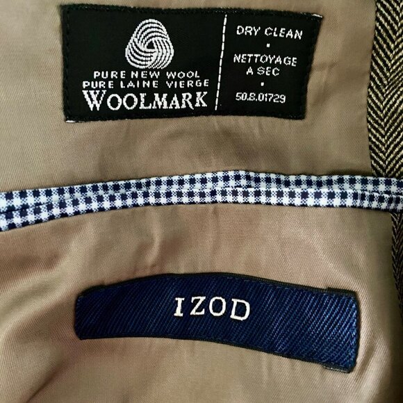 Izod Men's Brown Wool Blazer Jacket Two-Button Notch Lapel 42R - Picture 5 of 8